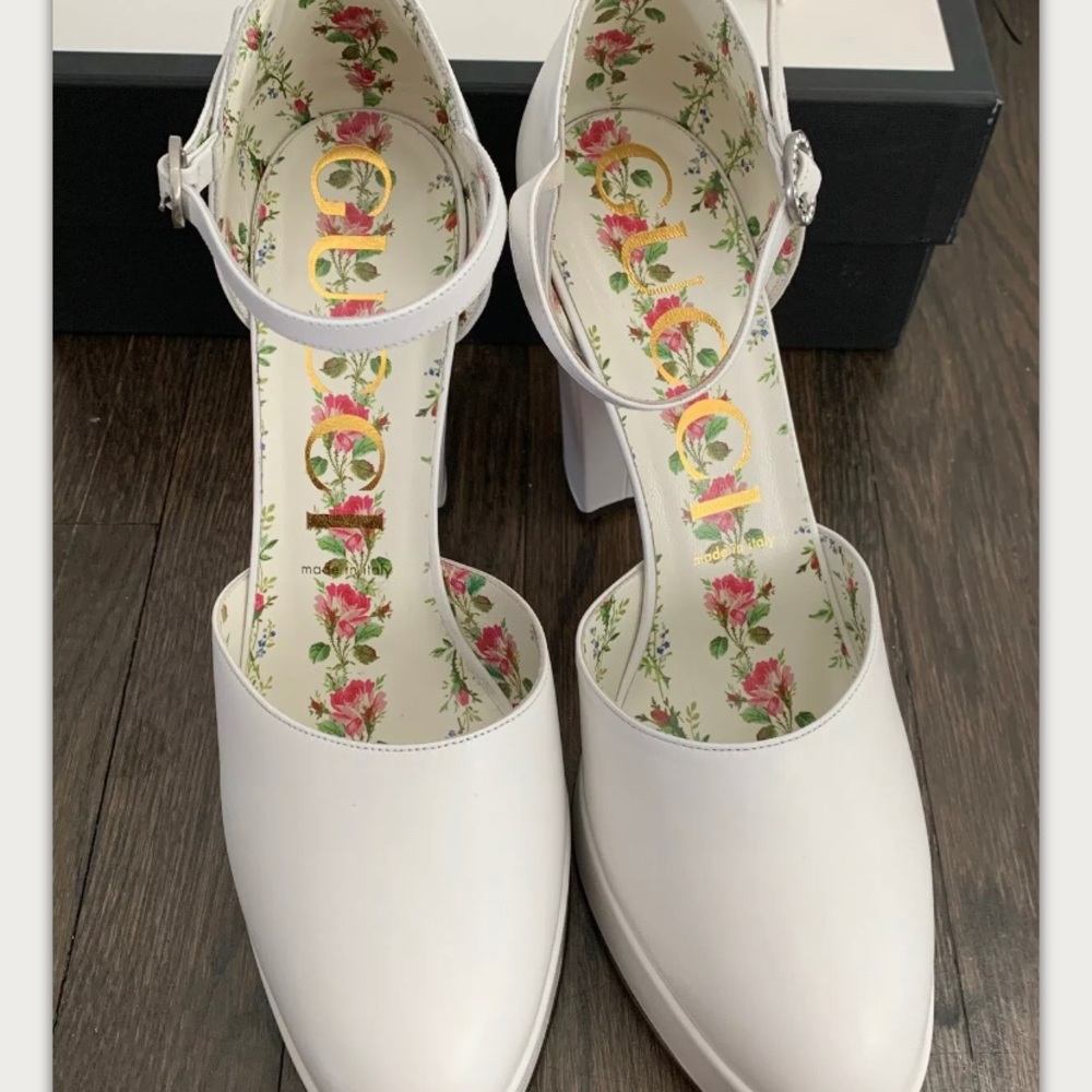 Gucci Women's White Leather Platform Sandal